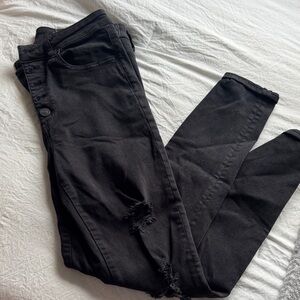 American Eagle Black Distressed Skinny Jeans
